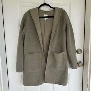 Joie Longline Borg Teddy Sherpa Hooded Open Front Fleece Lined Sweater Size XS